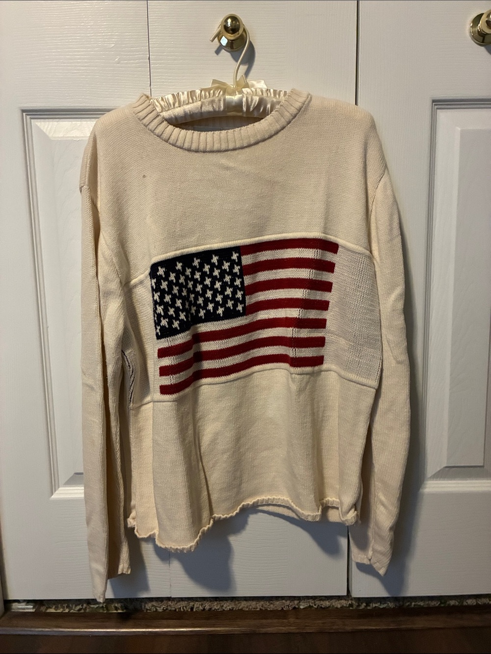 Classic Elements Cream American Flag Crewneck Sweater